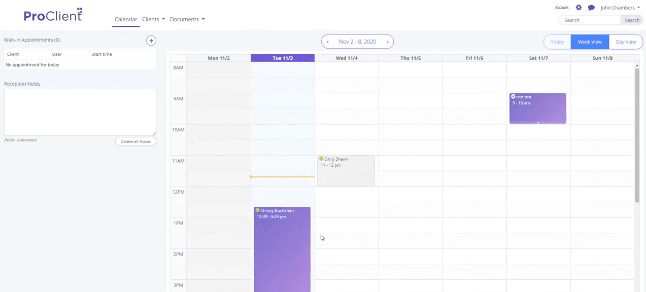 ProClient calendar ProClient calendar