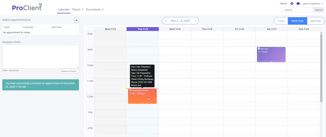 ProClient calendar ProClient calendar