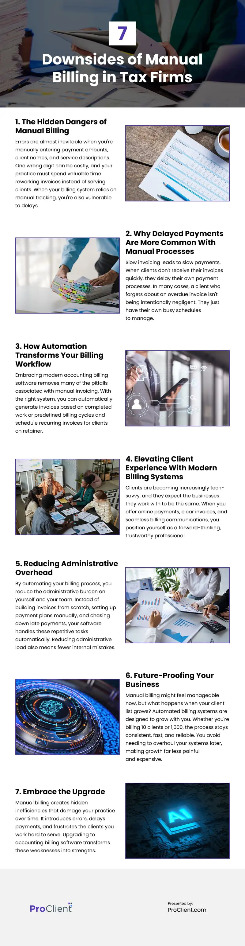7 Downsides of Manual Billing in Tax Firms Infographic