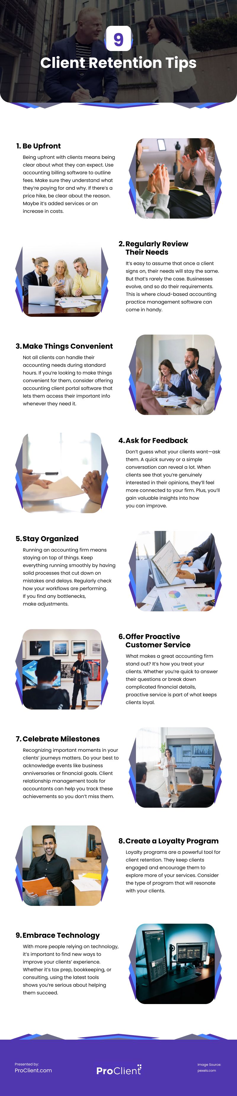 9 Client Retention Tips Infographic