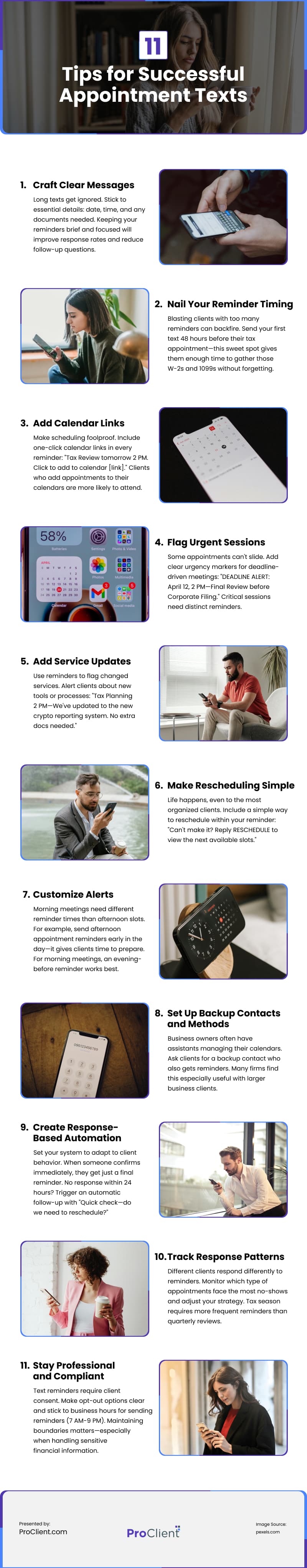 11 Tips for Successful Appointment Texts Infographic