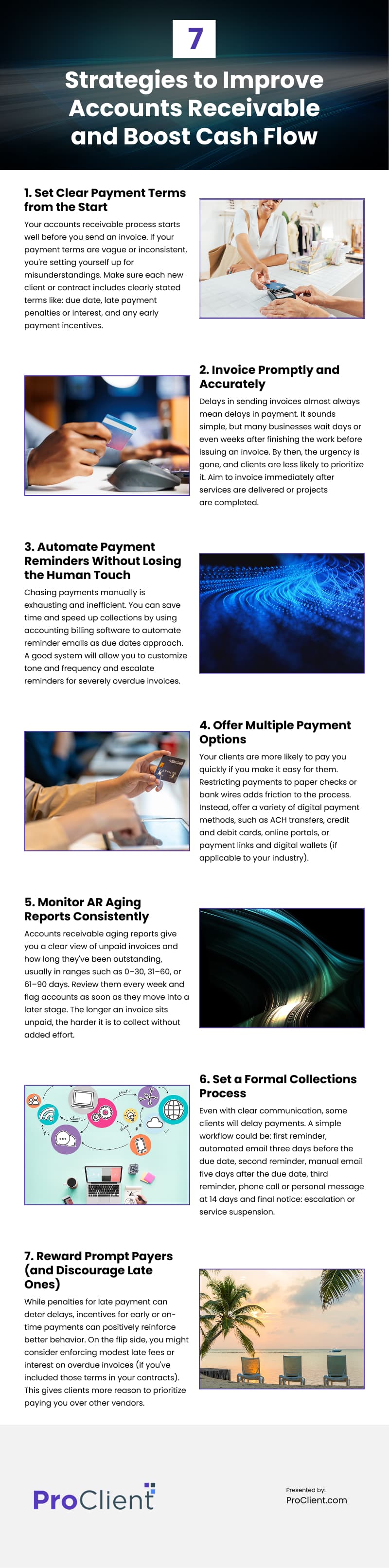 7 Strategies to Improve Accounts Receivable and Boost Cash Flow Infographic